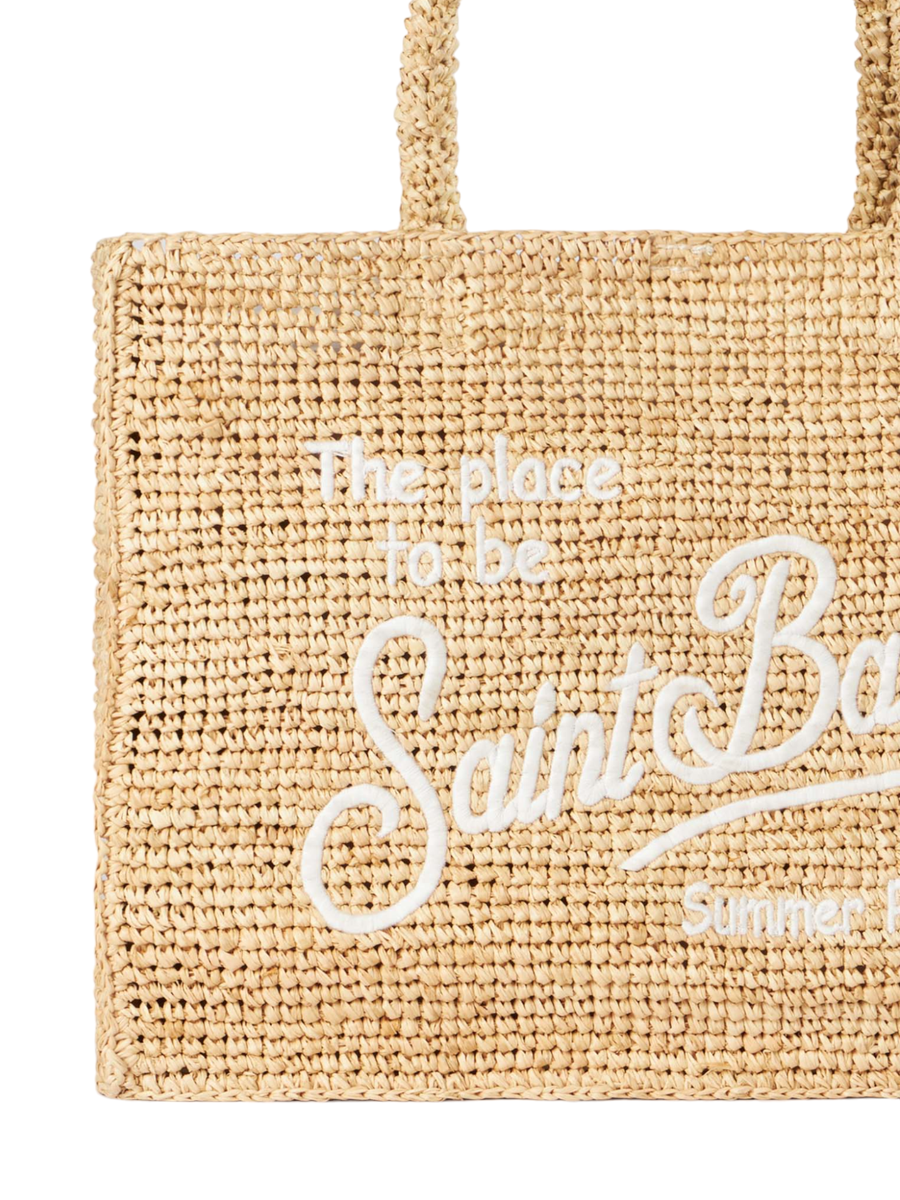 Vanity rafia Borsa a spalla con ricamo frontale bianco-Mc2 Saint Barth-Borse a spalla-Vittorio Citro Boutique
