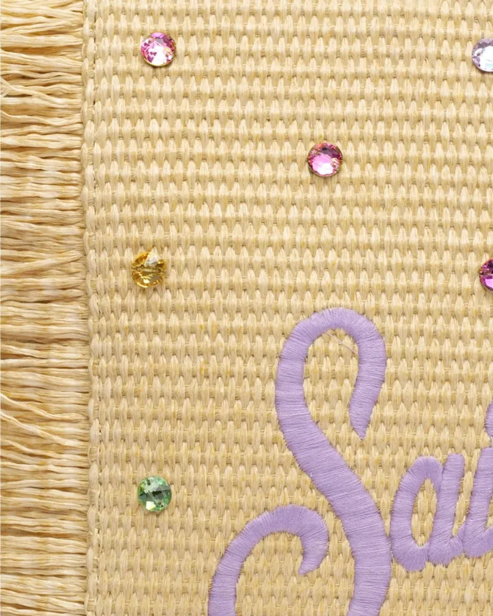Borsa Colette in Rafia Intrecciata con Strass Multicolore-Mc2 Saint Barth-Borse a mano-Vittorio Citro Boutique