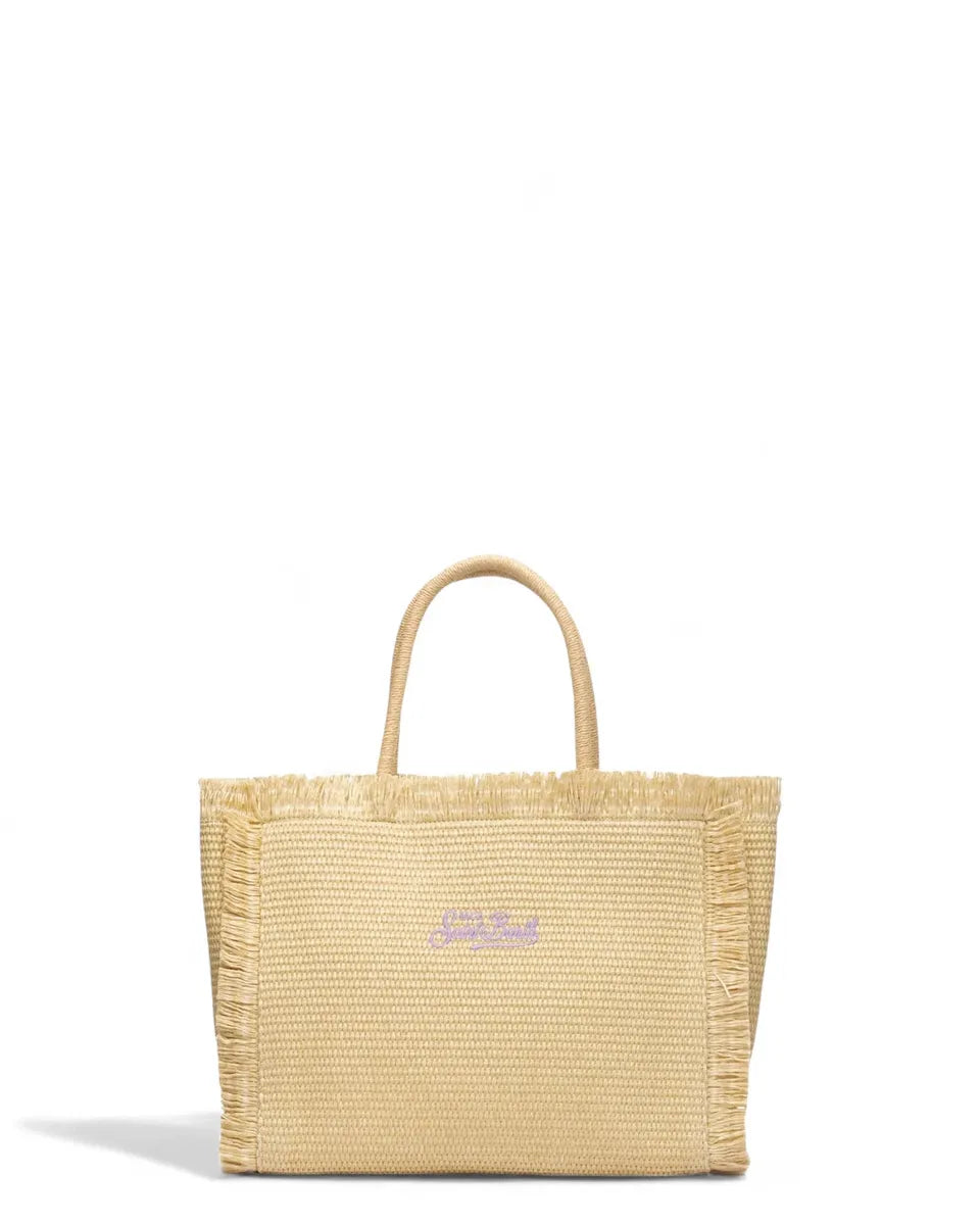 Borsa Colette in Rafia Intrecciata con Strass Multicolore-Mc2 Saint Barth-Borse a mano-Vittorio Citro Boutique