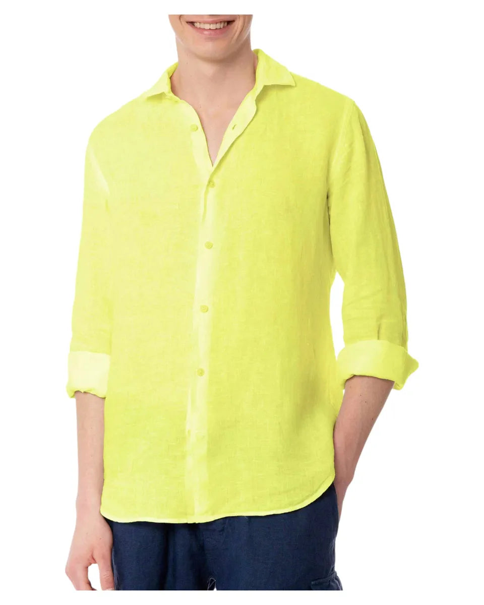 Camicia Uomo Pamplona in Lino Giallo Fluo-Camicie-Mc2 Saint Barth-Vittorio Citro Boutique