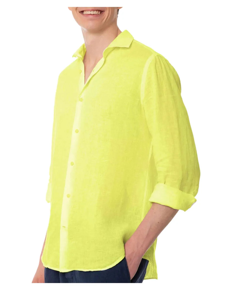Camicia Uomo Pamplona in Lino Giallo Fluo-Camicie-Mc2 Saint Barth-Vittorio Citro Boutique