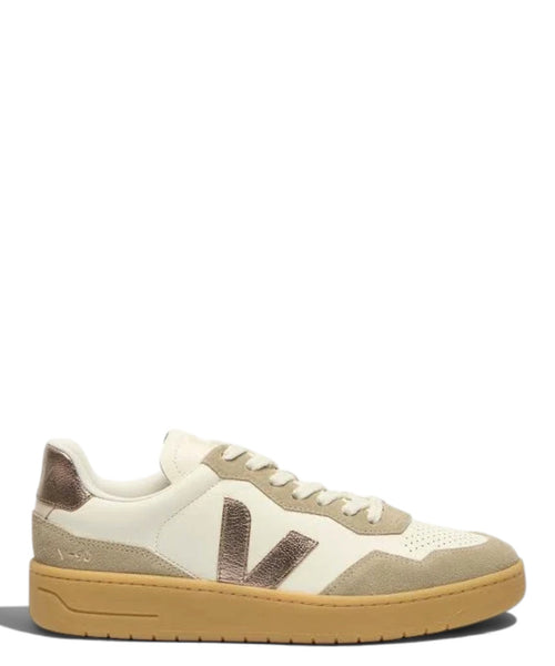 Sneaker VEJA V-90 in pelle color bronzo puro