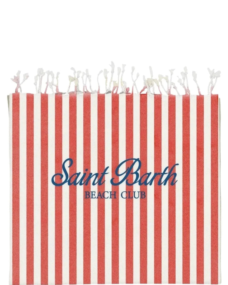 Telo Mare Fouta in Cotone Leggero con Righe e Ricamo St. Barth-Accessori mare-Mc2 Saint Barth-Vittorio Citro Boutique