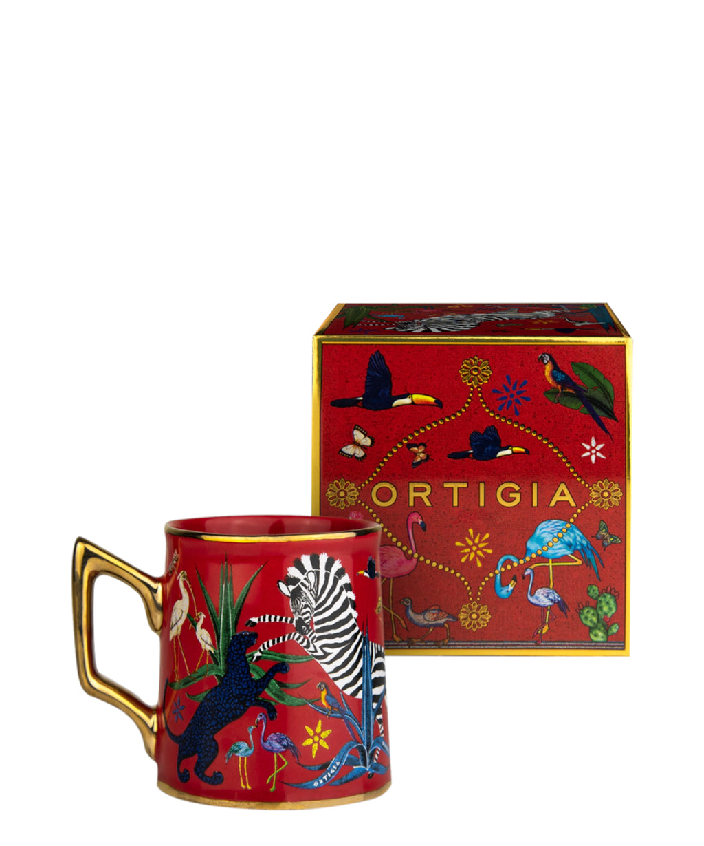 Ortigia Tazzina en Céramique Peinte à la Main avec Sérigraphie Or 150ml