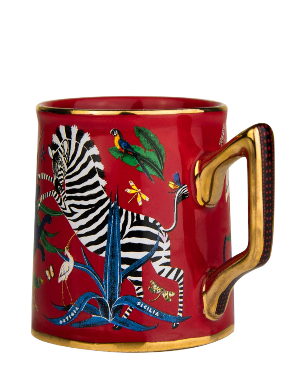 Ortigia Tazzina en Céramique Peinte à la Main avec Sérigraphie Or 150ml