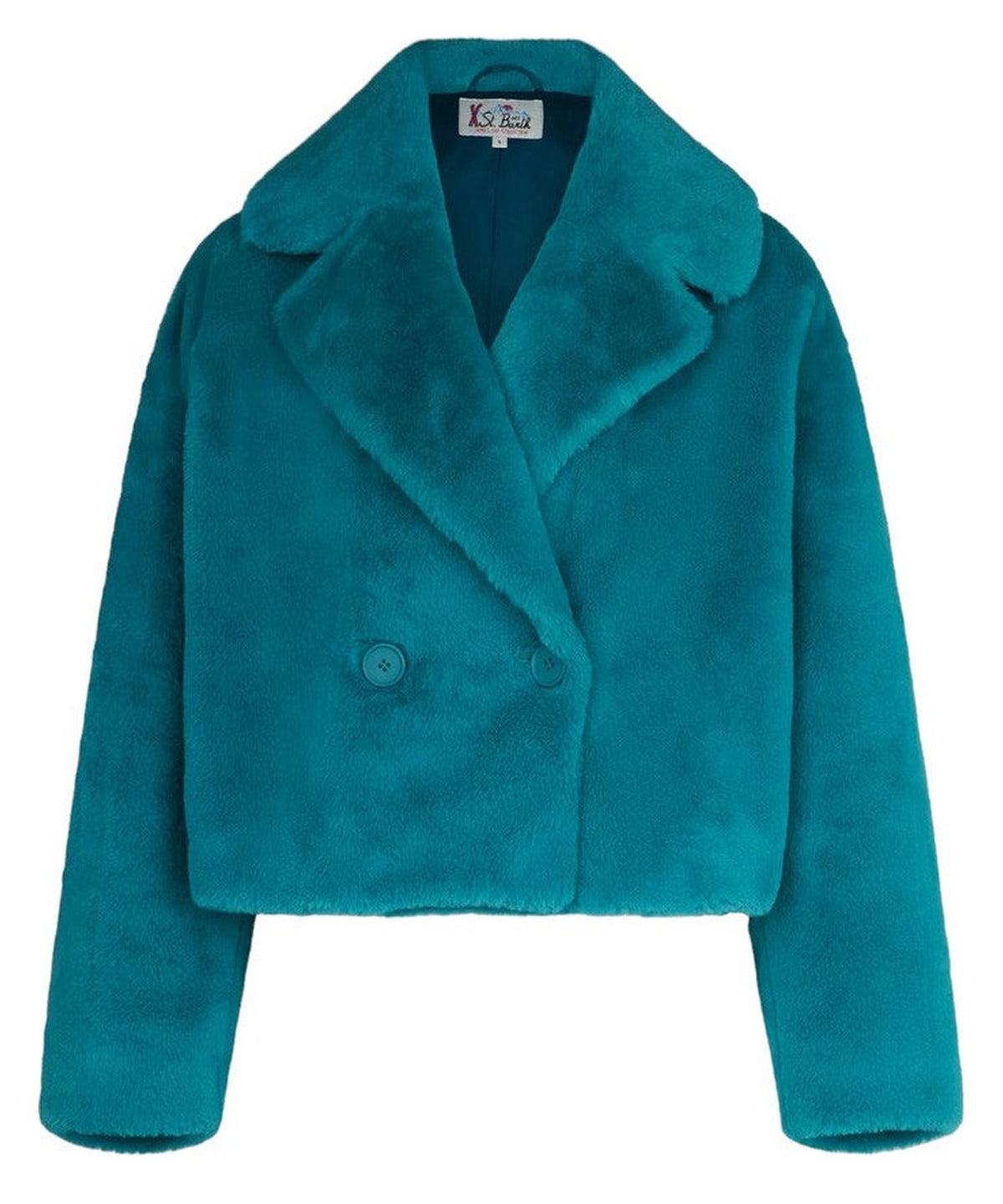 Giacca corta pelosa color verde acqua-Mc2 Saint Barth-Pellicce e shearling-Vittorio Citro Boutique