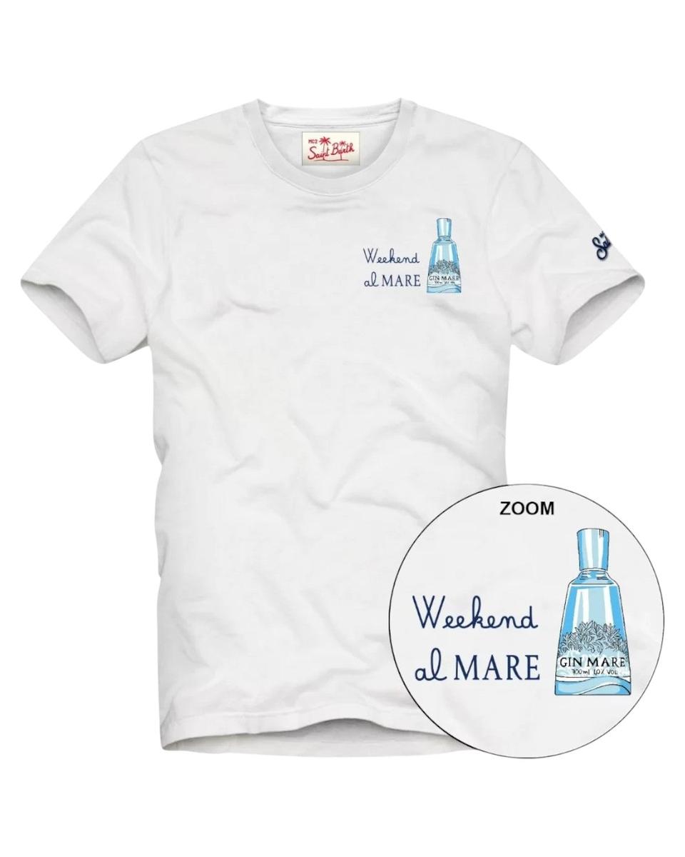 T-shirt “Weekend al Mare” con Stampa Gin Mare – Edizione Speciale-Mc2 Saint Barth-T-shirt-Vittorio Citro Boutique