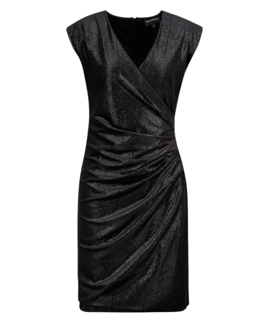Robe fourreau en velours côtelé à drapé et imprimé pailleté