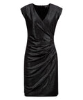 Robe fourreau en velours côtelé à drapé et imprimé pailleté