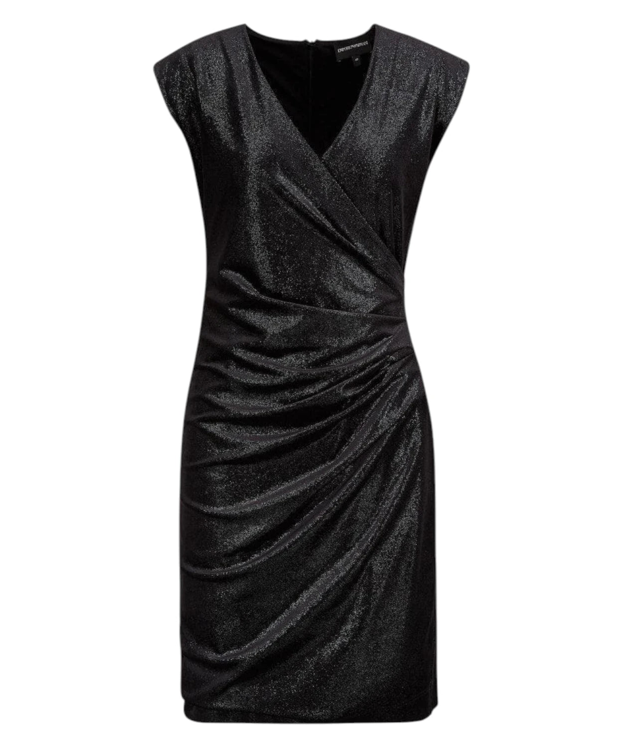 Robe fourreau en velours côtelé à drapé et imprimé pailleté