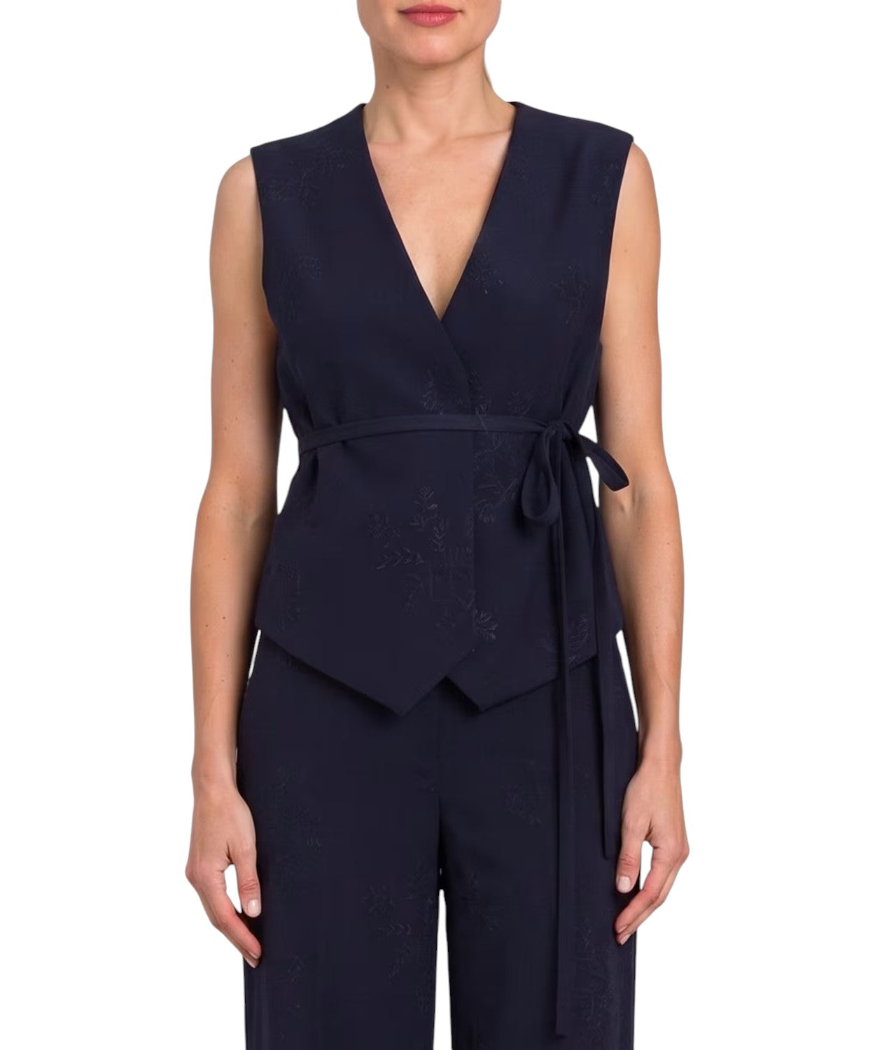 Gilet Femme Twinset Brodé avec Ceinture à la Taille