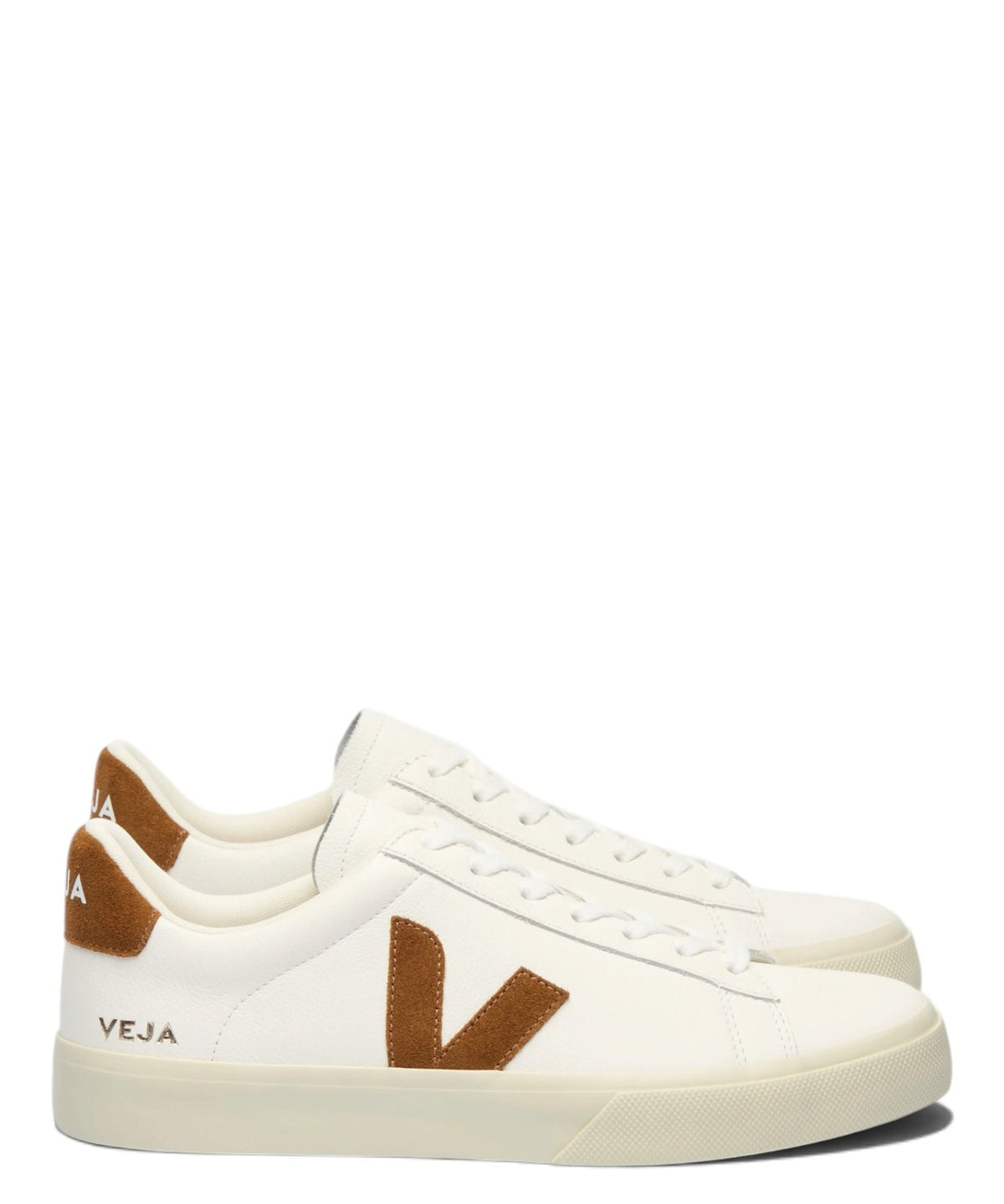 Baskets VEJA Campo en cuir blanc cognac en cuir
