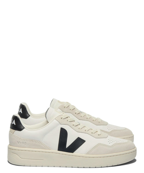 Baskets VEJA V-90 en cuir blanc et noir en cuir