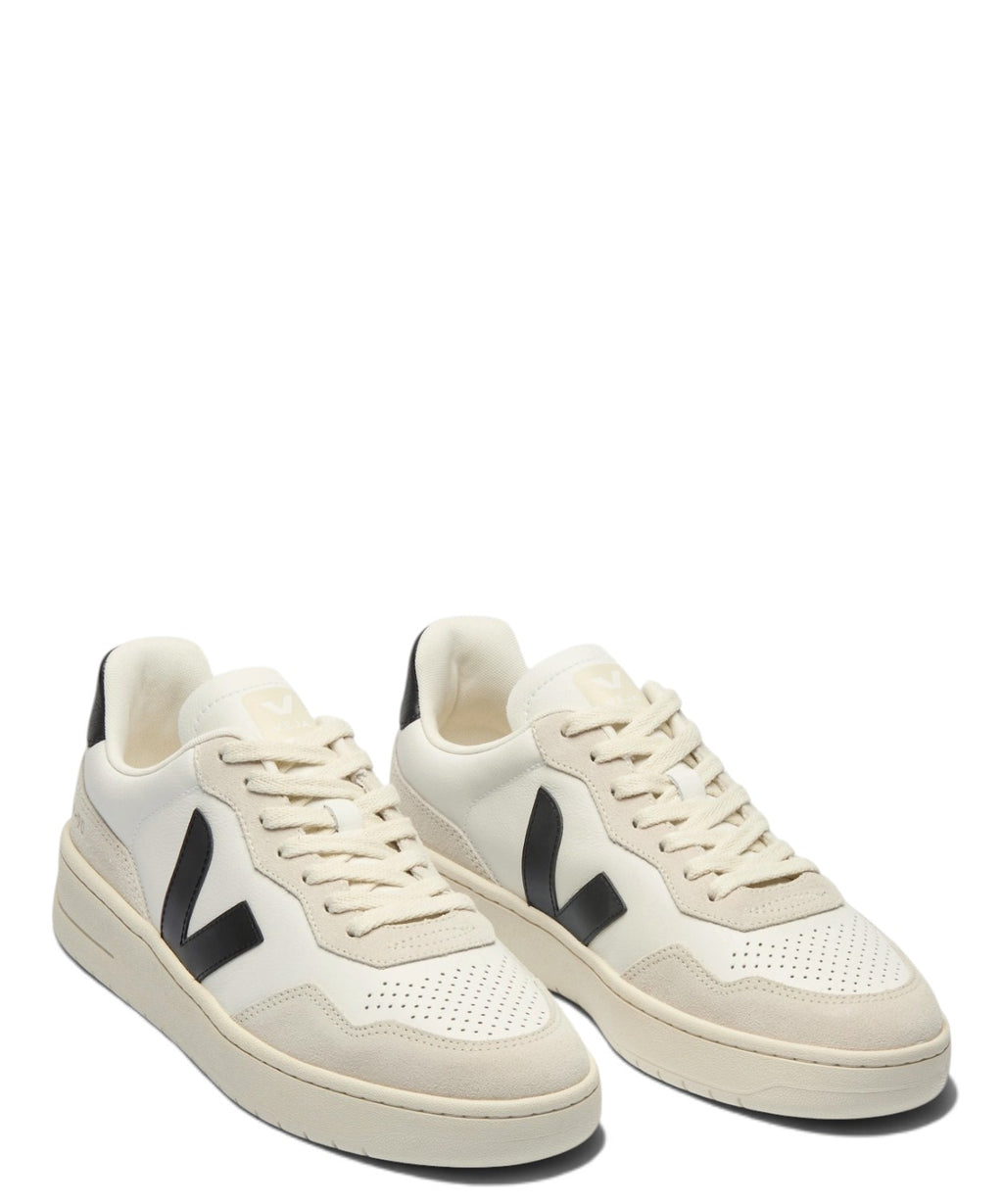 Baskets VEJA V-90 en cuir blanc et noir en cuir