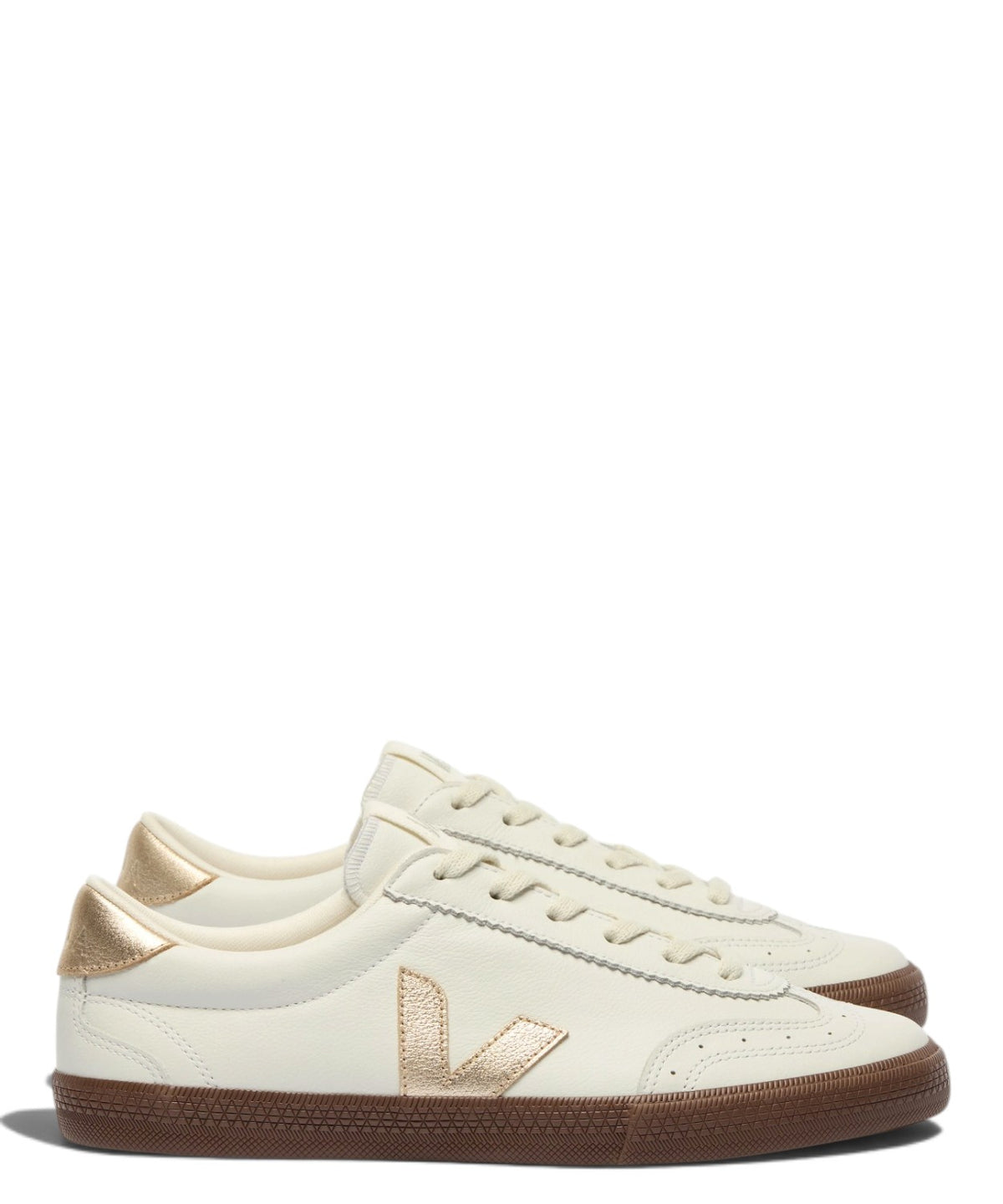 Baskets VEJA Volley en cuir blanc, platine et marron