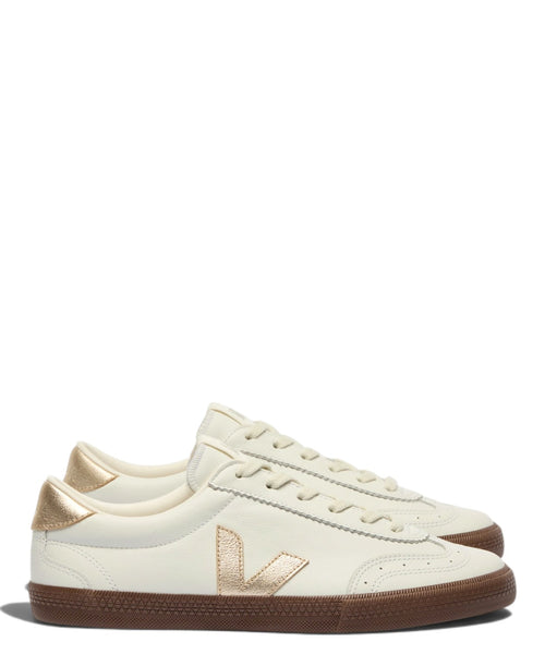 Baskets VEJA Volley en cuir blanc, platine et marron