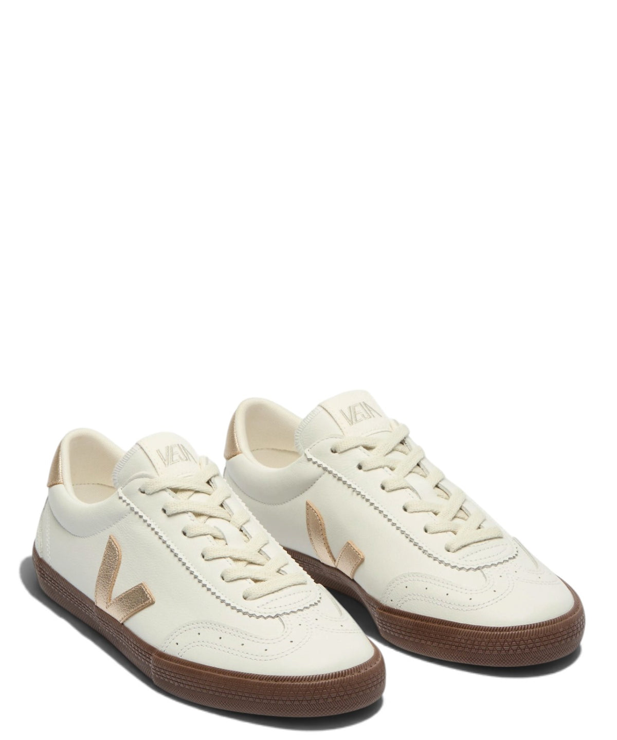 Baskets VEJA Volley en cuir blanc, platine et marron