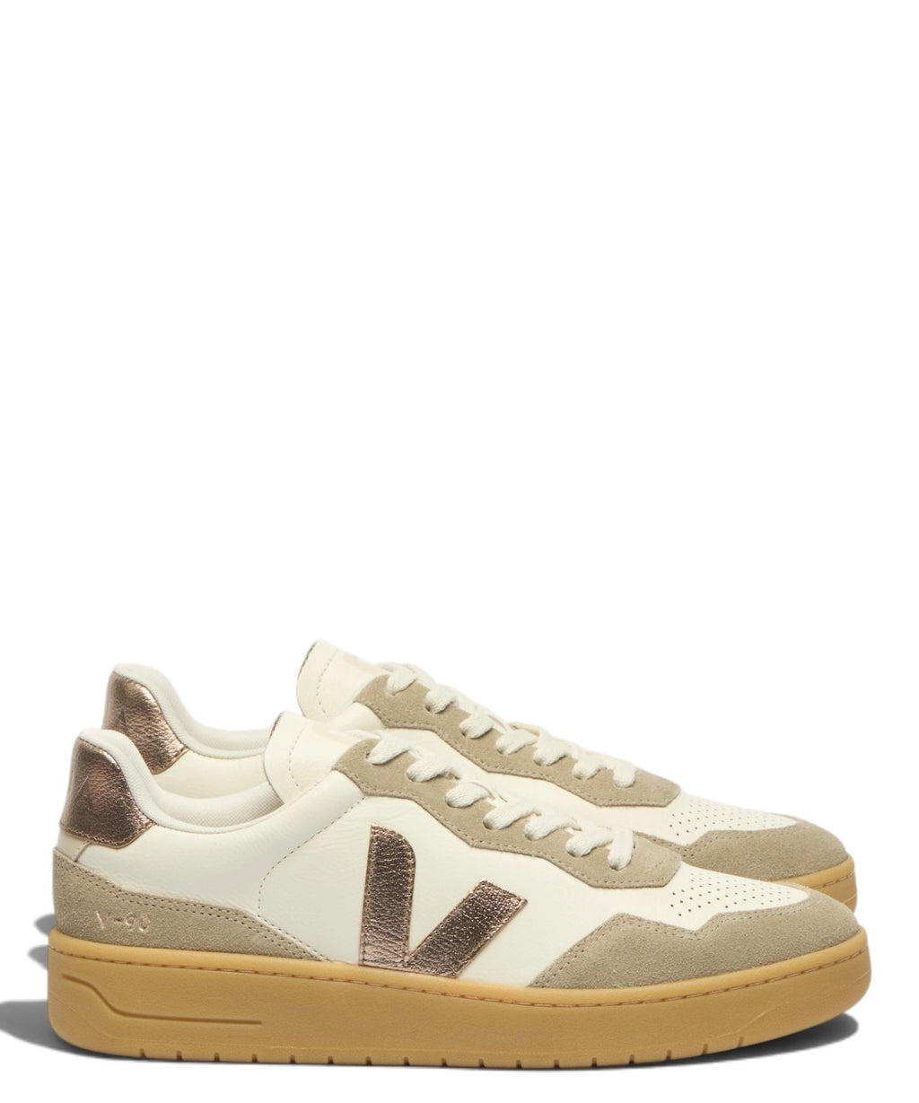 Sneaker VEJA V-90 in pelle color bronzo puro