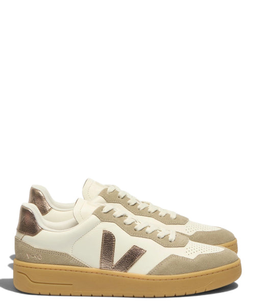 Sneaker VEJA V-90 in pelle color bronzo puro