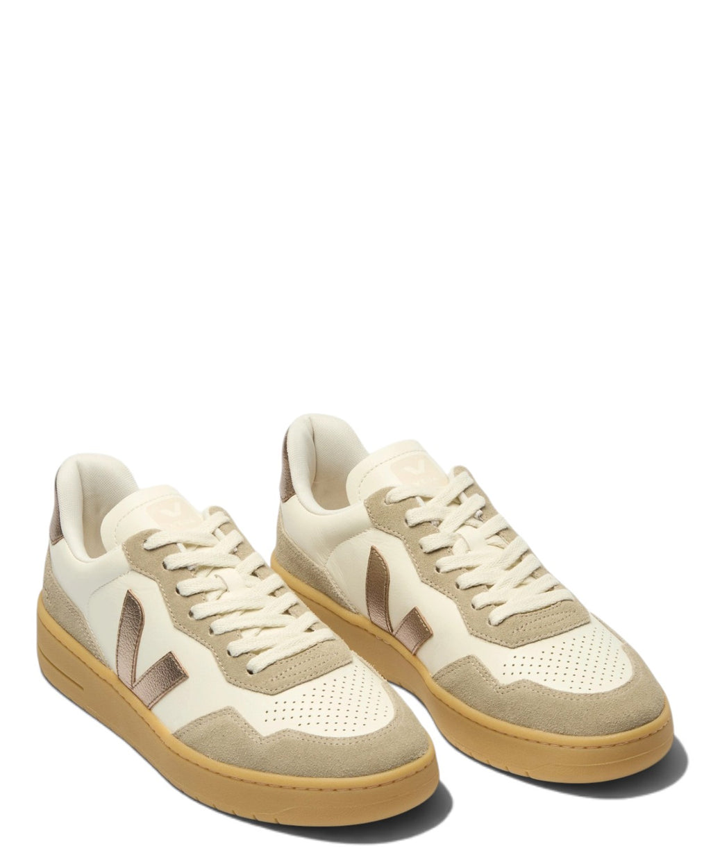Sneaker VEJA V-90 in pelle color bronzo puro