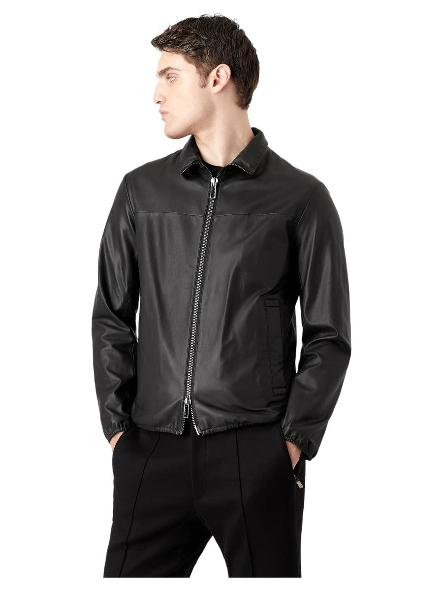 Blouson full zip in nappa di agnello semianilina-Emporio Armani-Giacche-Vittorio Citro Boutique