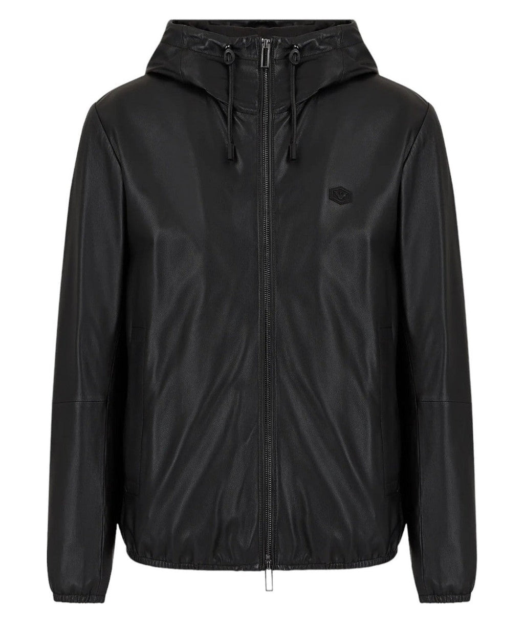 Blouson full zip con cappuccio in nappa di agnello semianilina 1