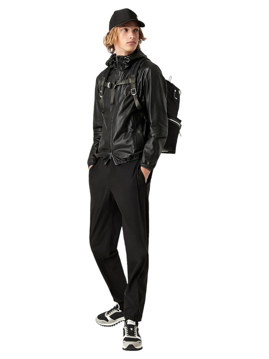 Blouson full zip con cappuccio in nappa di agnello semianilina-Giacche-Emporio Armani-Vittorio Citro Boutique