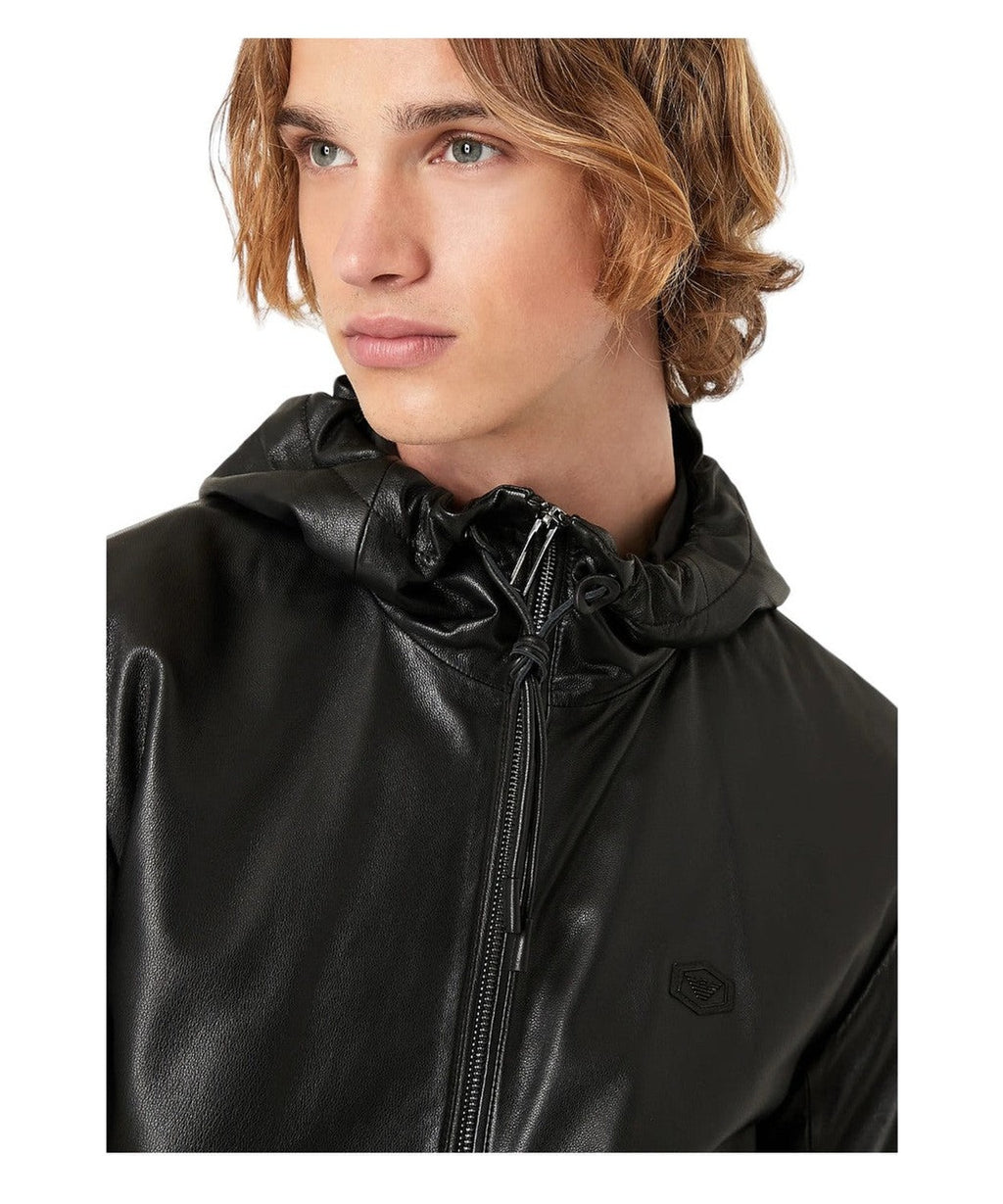 Blouson full zip con cappuccio in nappa di agnello semianilina 6