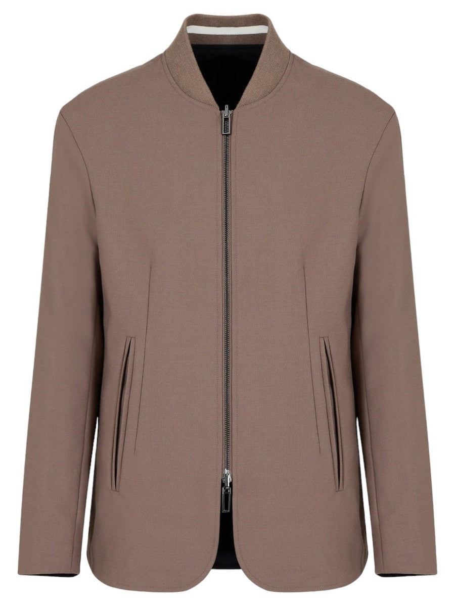 Giacca reversibile con zip in twill misto lana-Giacche-Emporio Armani-Vittorio Citro Boutique