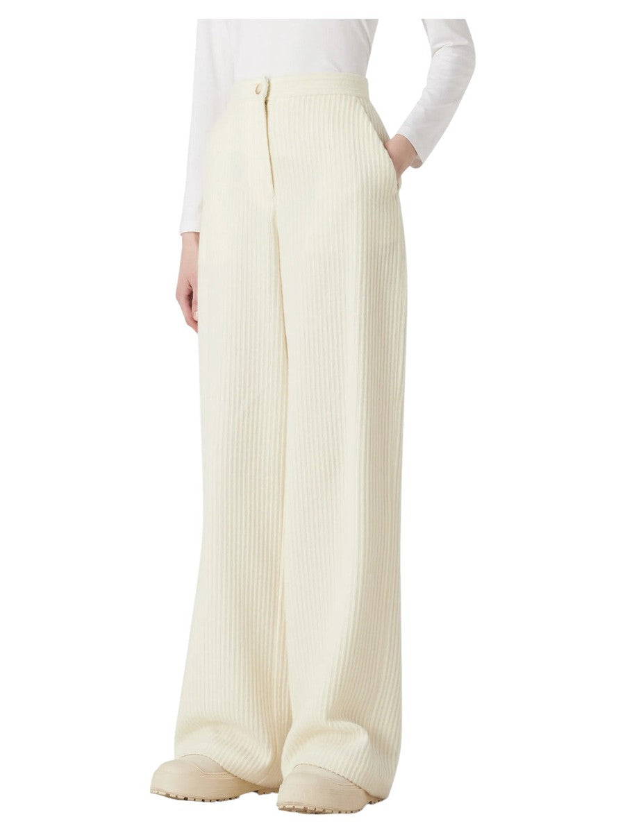 Pantaloni palazzo a vita alta in misto lana effetto corduroy Capsule Chalet-Emporio Armani-Pantaloni-Vittorio Citro Boutique