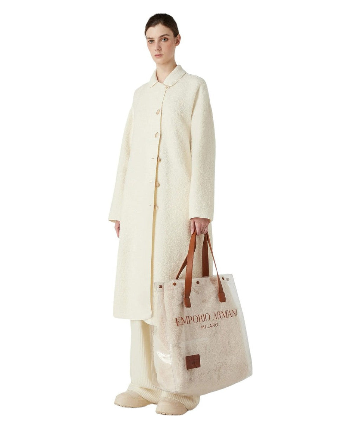 Pantaloni palazzo a vita alta in misto lana effetto corduroy Capsule Chalet-Emporio Armani-Pantaloni-Vittorio Citro Boutique