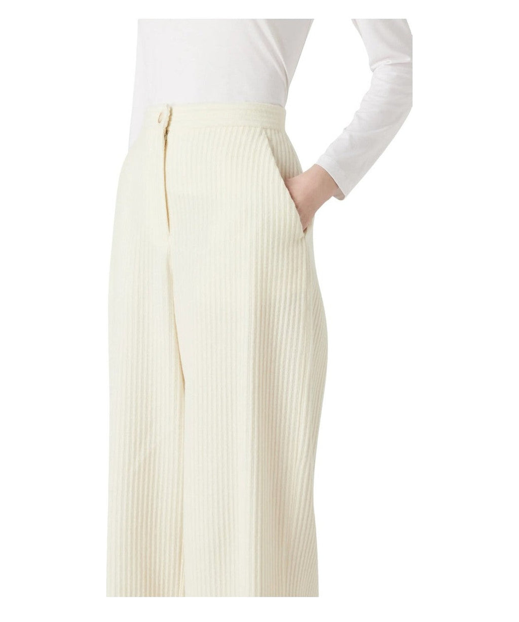 Pantaloni palazzo a vita alta in misto lana effetto corduroy Capsule Chalet-Emporio Armani-Pantaloni-Vittorio Citro Boutique