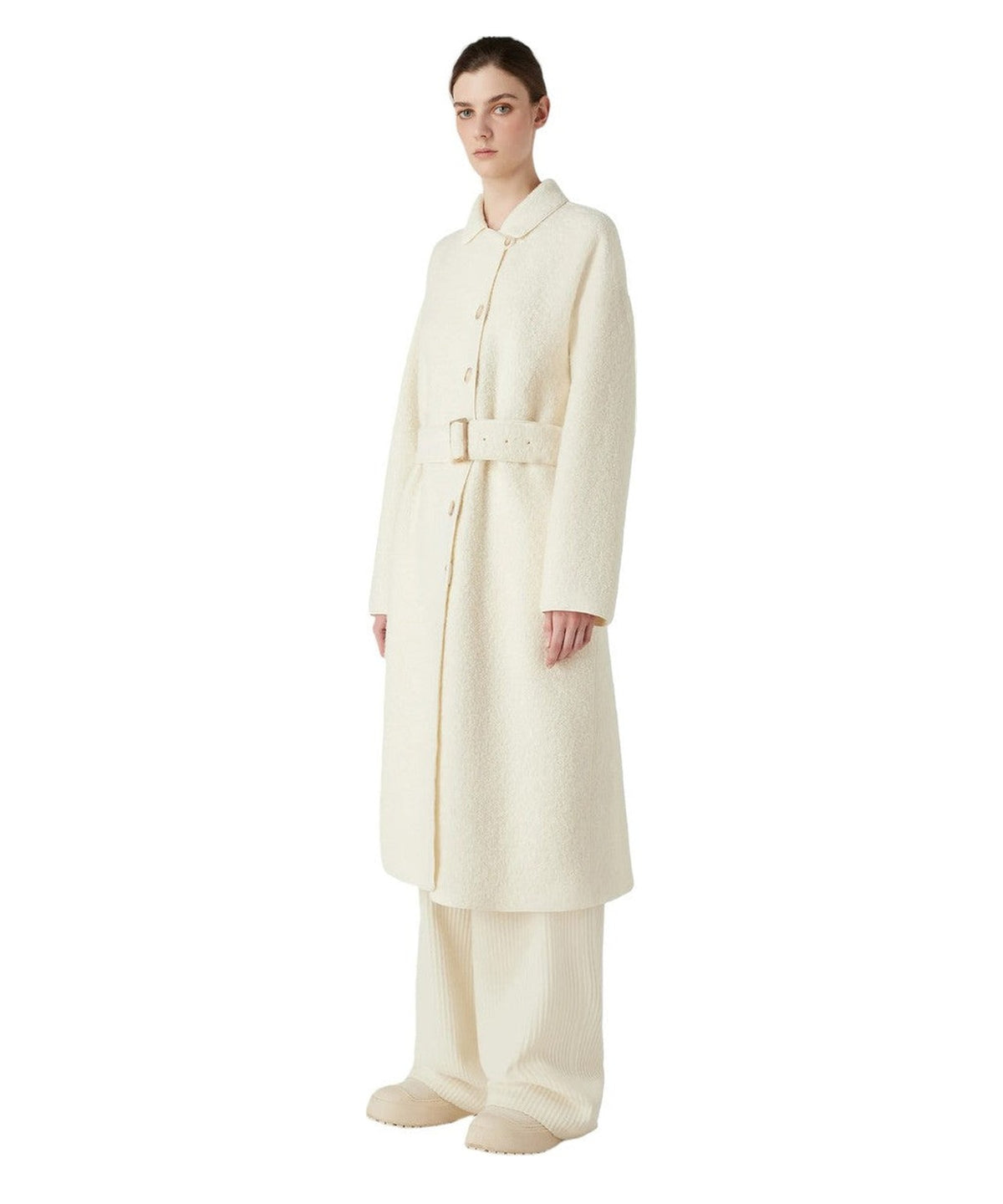 Cappotto con revers e cintura in misto alpaca bouclé Capsule Chalet-Emporio Armani-Cappotti-Vittorio Citro Boutique
