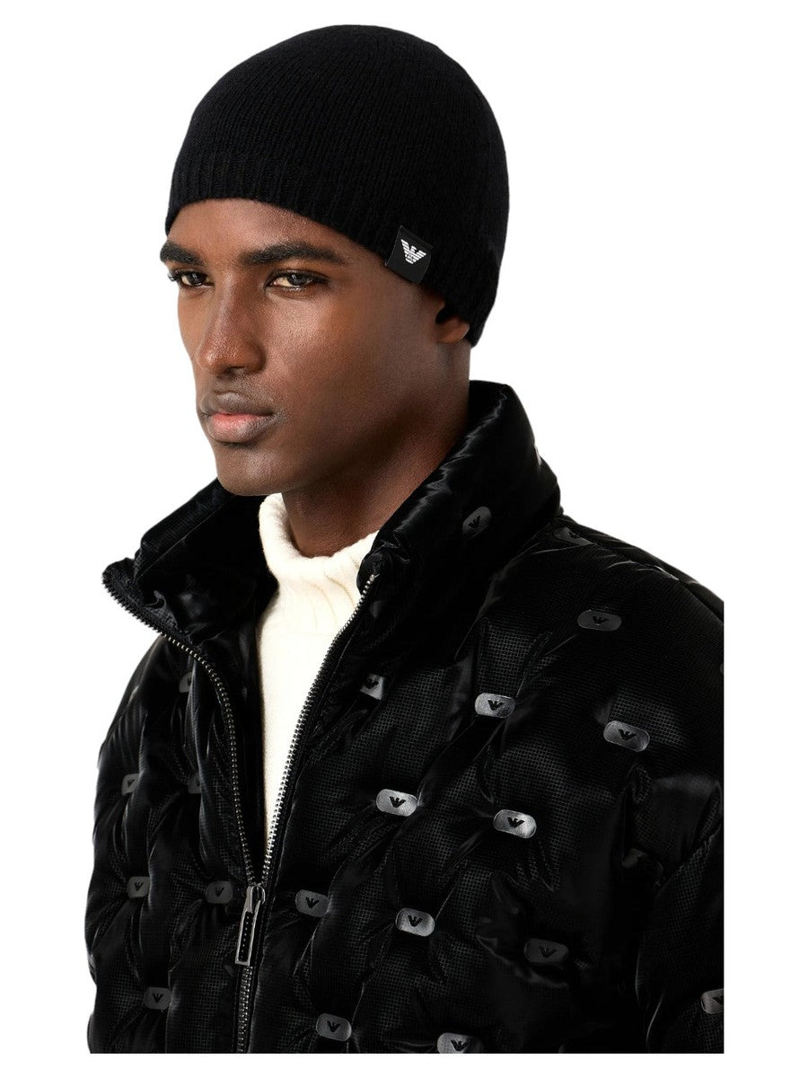 Berretto in puro cashmere a coste-Emporio Armani-Cappelli-Vittorio Citro Boutique