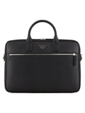 Borsa business in pelle rigenerata saffiano con placchetta aquila-Emporio Armani-Borse da lavoro-Vittorio Citro Boutique