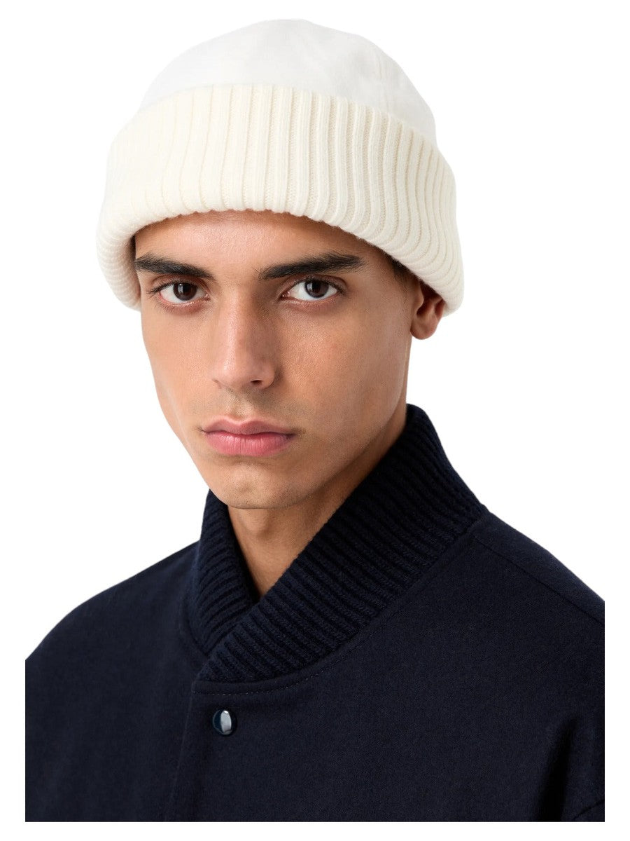 Berretto in panno con risvolto in maglia-Emporio Armani-Cappelli-Vittorio Citro Boutique