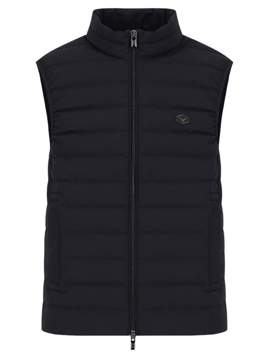 Piumino full zip smanicato in nylon trapuntato con patch logo aquila-Emporio Armani-Piumini-Vittorio Citro Boutique