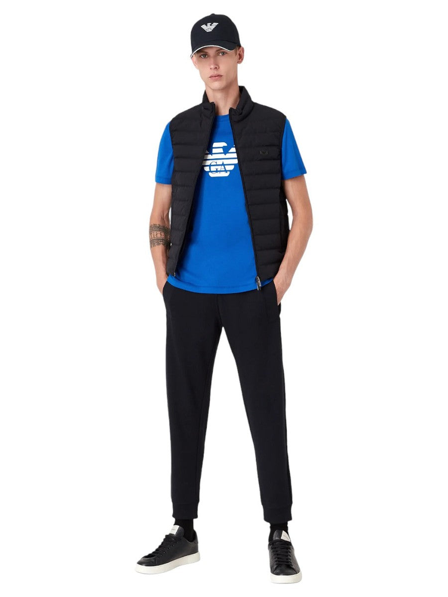 Piumino full zip smanicato in nylon trapuntato con patch logo aquila-Emporio Armani-Piumini-Vittorio Citro Boutique