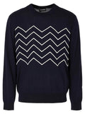 Maglione in lana vergine con ricamo chevron a riievo Travel Essential-Emporio Armani-Maglieria-Vittorio Citro Boutique