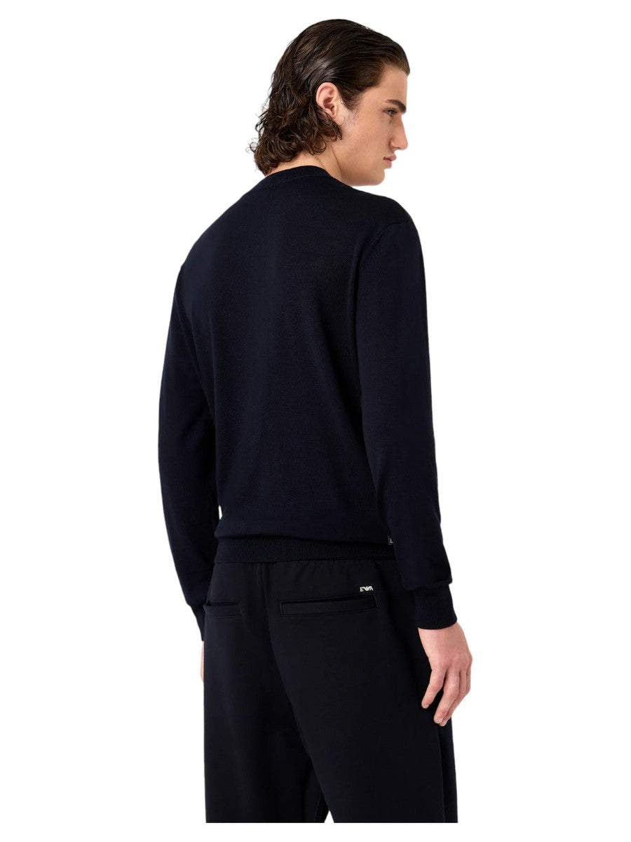 Maglione in lana vergine con ricamo chevron a riievo Travel Essential-Emporio Armani-Maglieria-Vittorio Citro Boutique