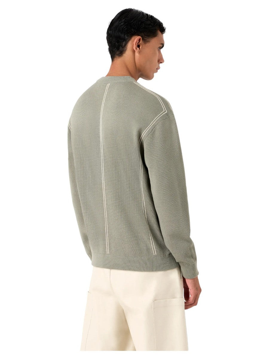 Maglione in misto lana vergine punto stoffa con righe jacquard effetto cordino-Emporio Armani-Maglieria-Vittorio Citro Boutique