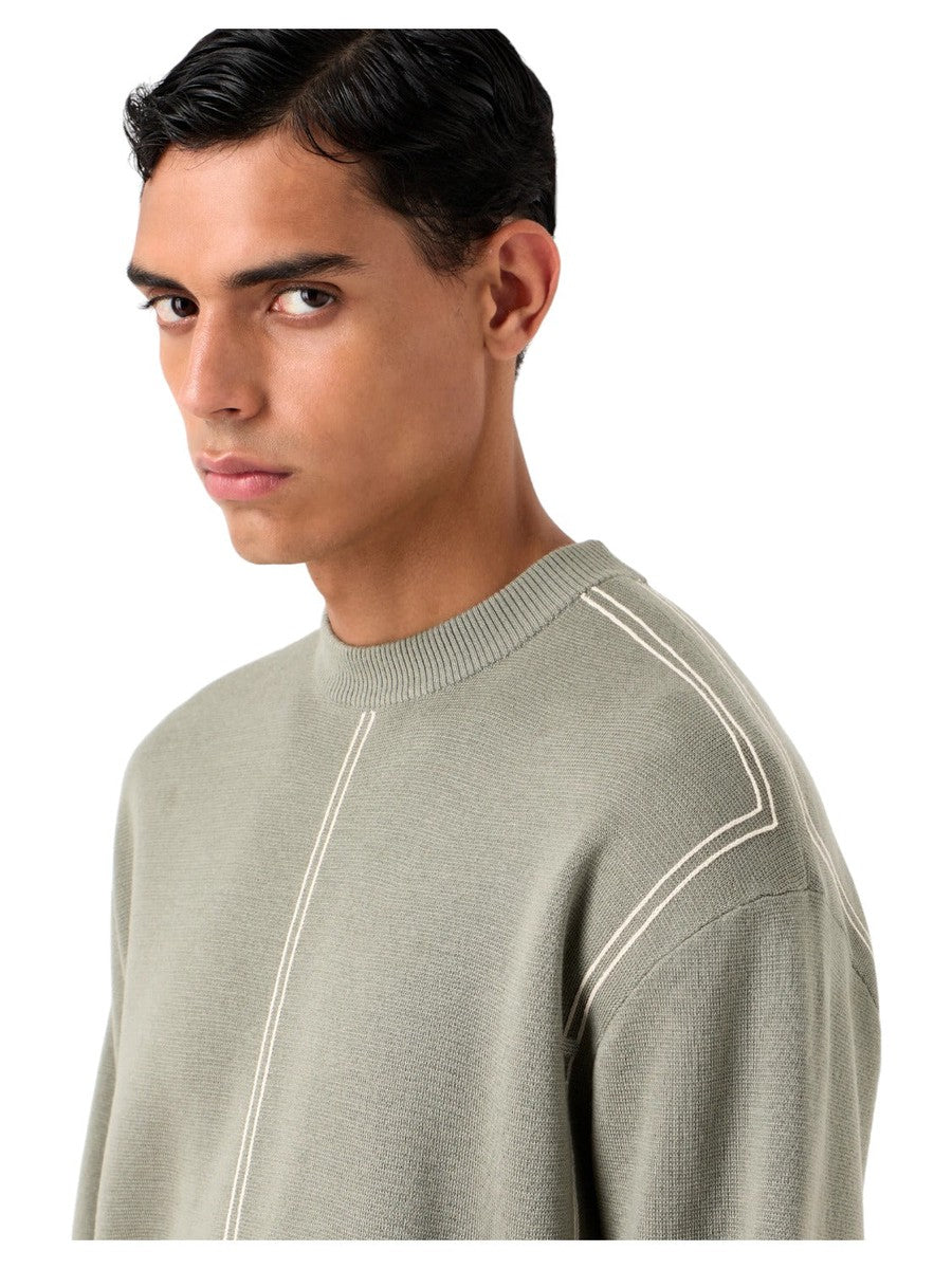 Maglione in misto lana vergine punto stoffa con righe jacquard effetto cordino-Emporio Armani-Maglieria-Vittorio Citro Boutique