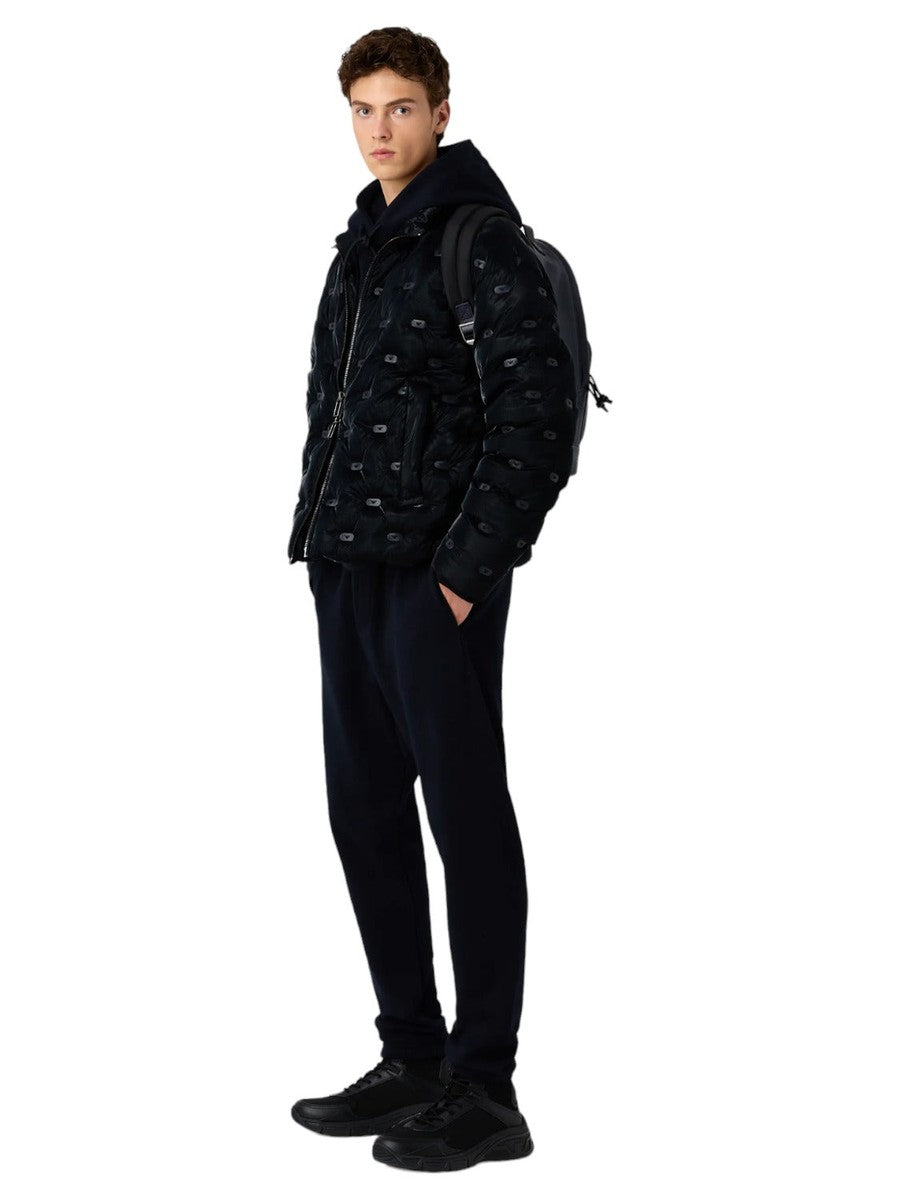 Felpa over fit in jersey heavy con cappuccio e maxi ricamo effetto corda a rilievo-Emporio Armani-Felpe-Vittorio Citro Boutique