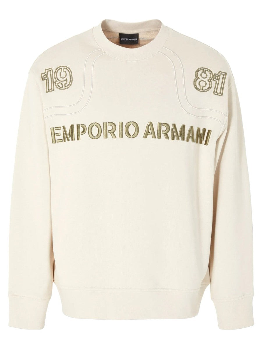 Felpa in jersey heavy con piping e ricamo a rilievo Emporio Armani 1981-Emporio Armani-Felpe-Vittorio Citro Boutique