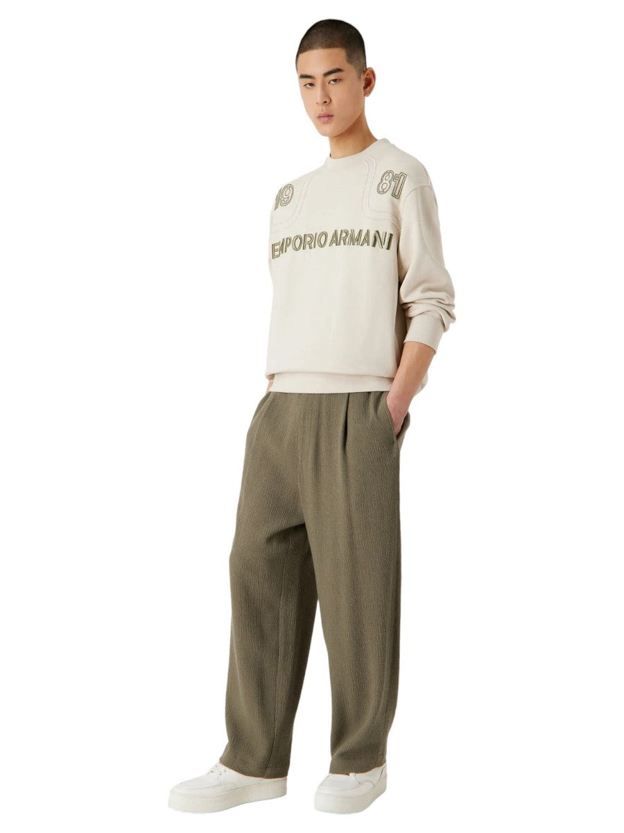 Felpa in jersey heavy con piping e ricamo a rilievo Emporio Armani 1981-Emporio Armani-Felpe-Vittorio Citro Boutique