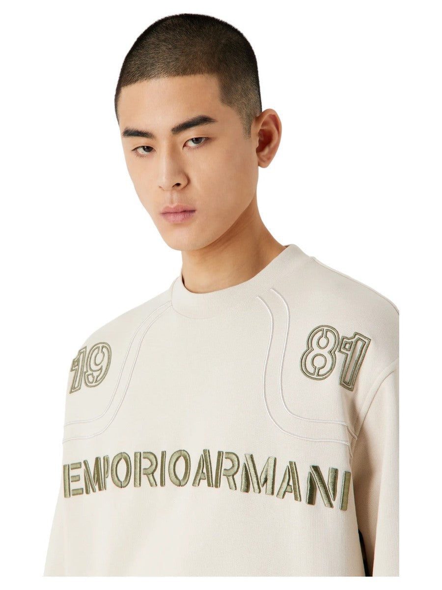 Felpa in jersey heavy con piping e ricamo a rilievo Emporio Armani 1981-Emporio Armani-Felpe-Vittorio Citro Boutique