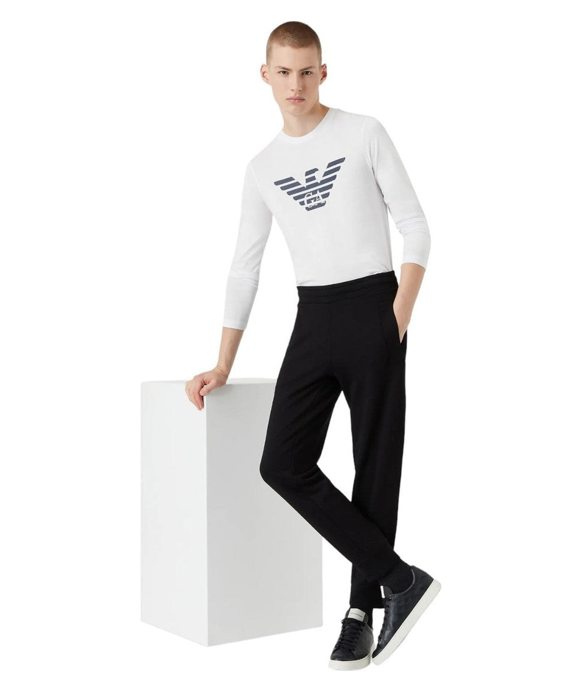 Maglia in jersey Pima con stampa logo-Emporio Armani-Maglieria-Vittorio Citro Boutique