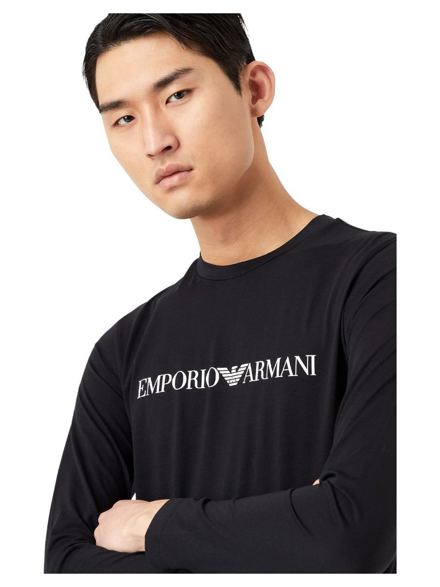 Maglia in jersey Pima con stampa logo-Emporio Armani-Maglieria-Vittorio Citro Boutique
