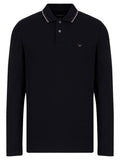Polo maniche lunghe in piquet stretch con ricamo micro eagle-Emporio Armani-Polo-Vittorio Citro Boutique