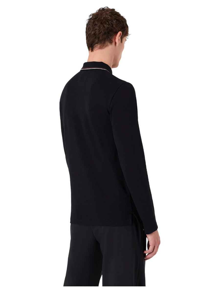 Polo maniche lunghe in piquet stretch con ricamo micro eagle-Emporio Armani-Polo-Vittorio Citro Boutique